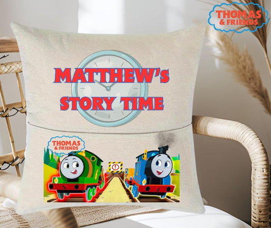 Personalised Storytime Cushion, themed with Thomas Tank