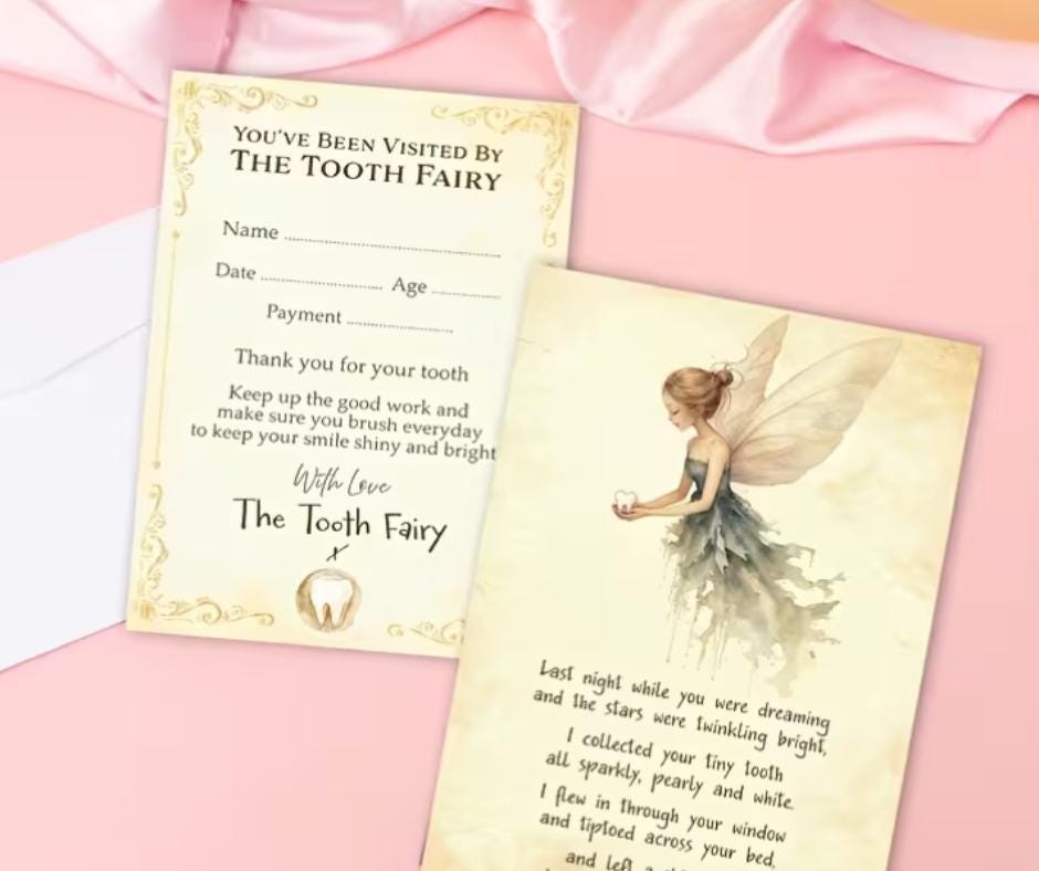 Children's Personalised Tooth Fairy Bags - Drawstring Lost Tooth Pouch for Boys & Girls - First Tooth Keepsake Bag