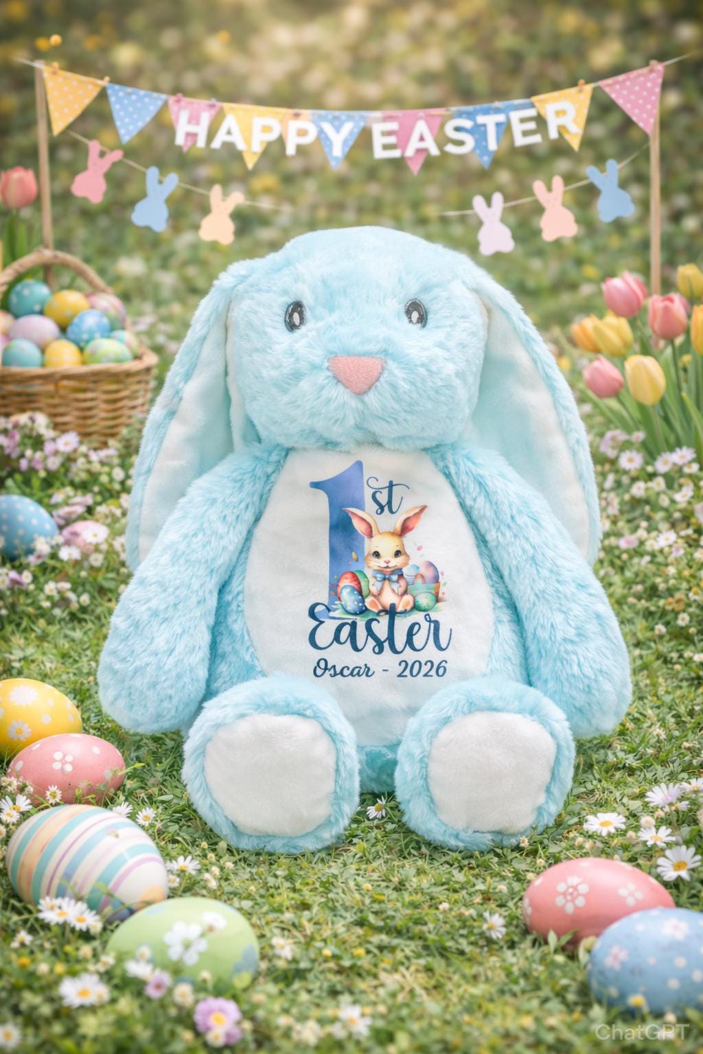 Personalised Easter Bunny - Customised Bunny for Easter Baskets - Unique Gift with Name Personalisation
