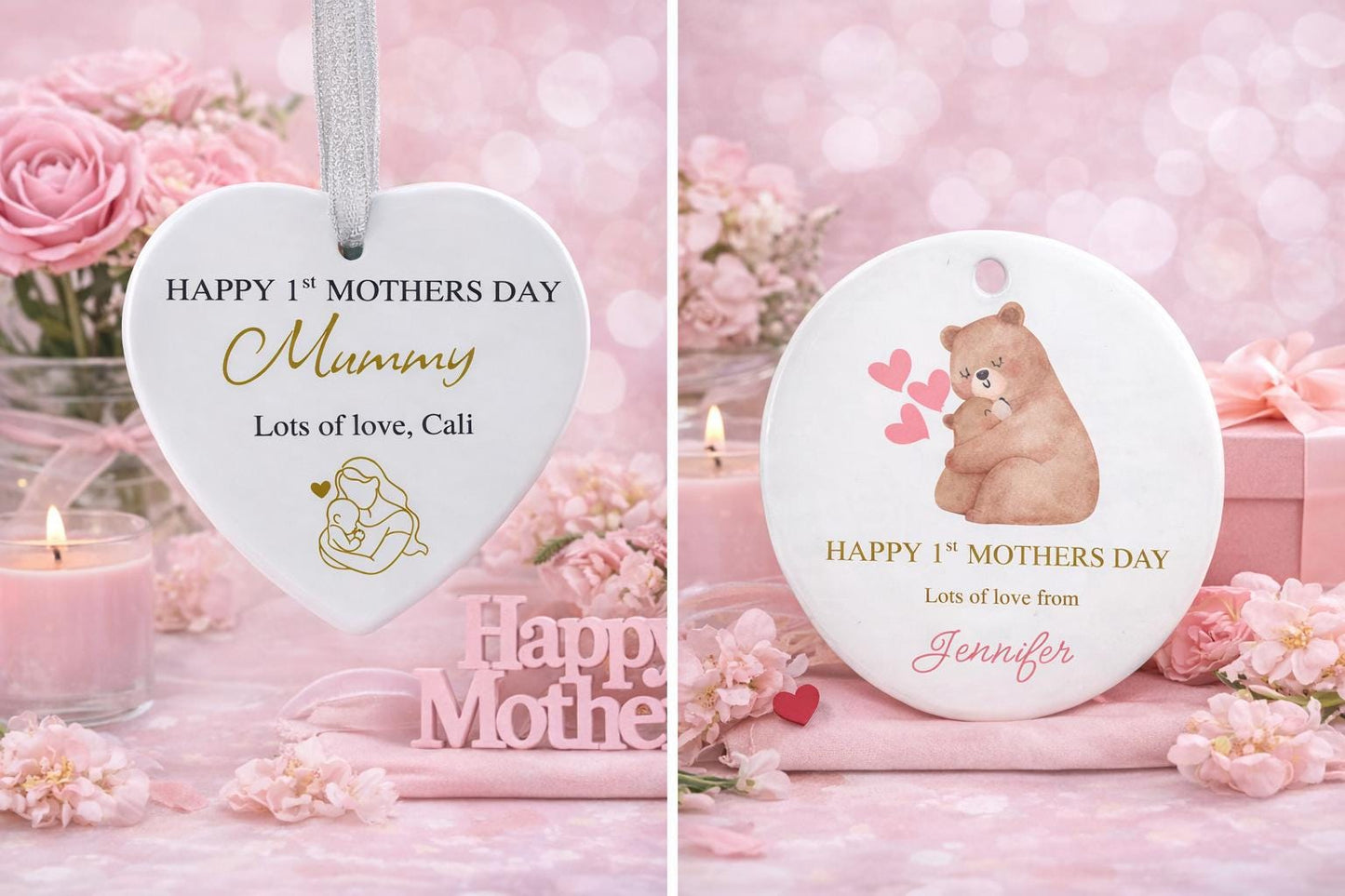 Personalised First Mother's Day Keepsake Ornament - Custom Baby Name - Heartwarming Gift for New Mom - Unforgettable Memory Decoration