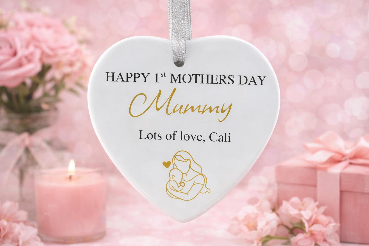 Personalised First Mother's Day Keepsake Ornament - Custom Baby Name - Heartwarming Gift for New Mom - Unforgettable Memory Decoration