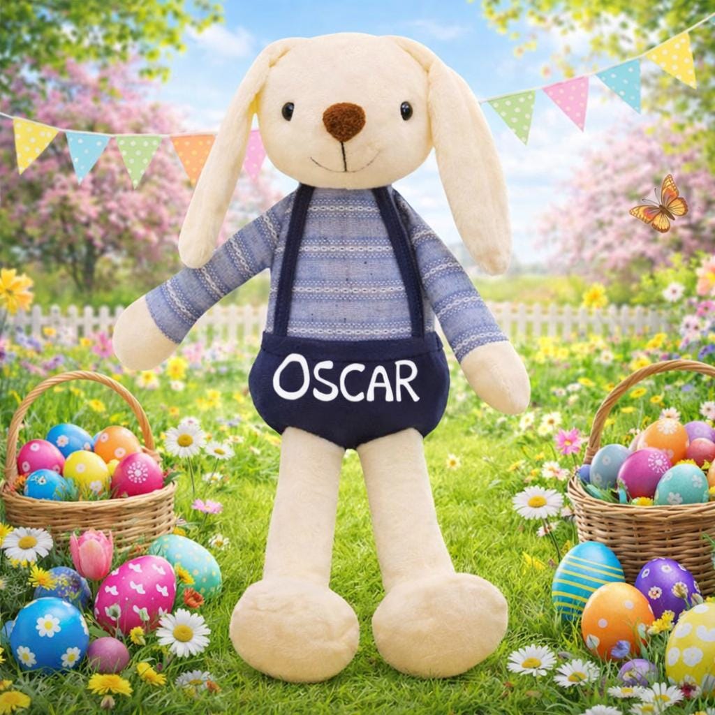 Personalised Easter Bunny Book Cushion with Built-in Pocket - Reading Cushion
