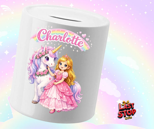 Personalised Princes / Unicorn Piggy Bank