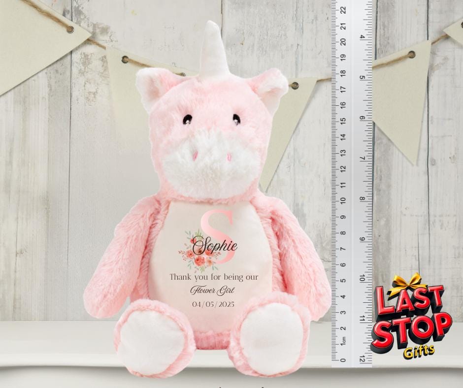 Flower Girl Teddy Bear - Wedding Gift with Custom Name and Date