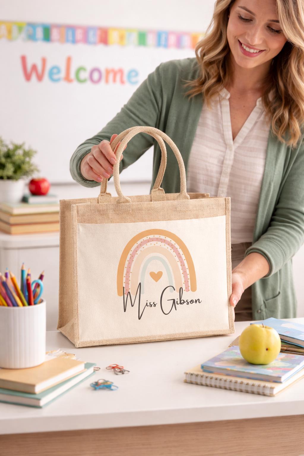 Custom Teacher Tote Bag | Eco-Friendly & Personalised with Name
