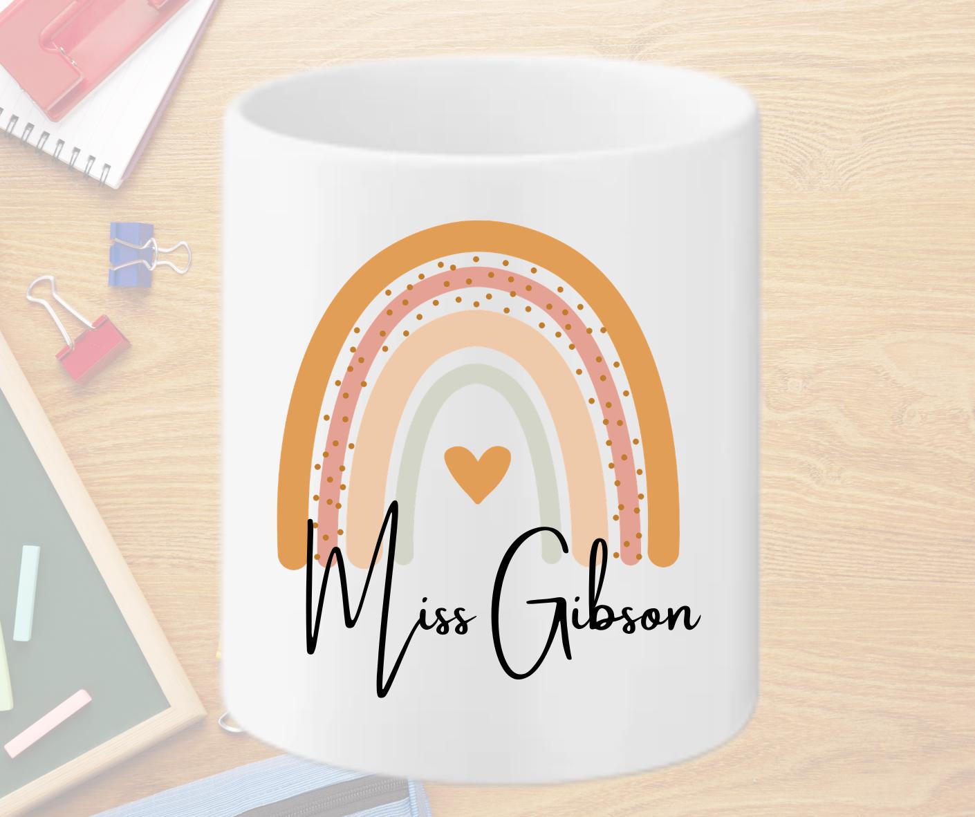 Personalised Ceramic Pencil Holder – Teacher Desk Organizer
