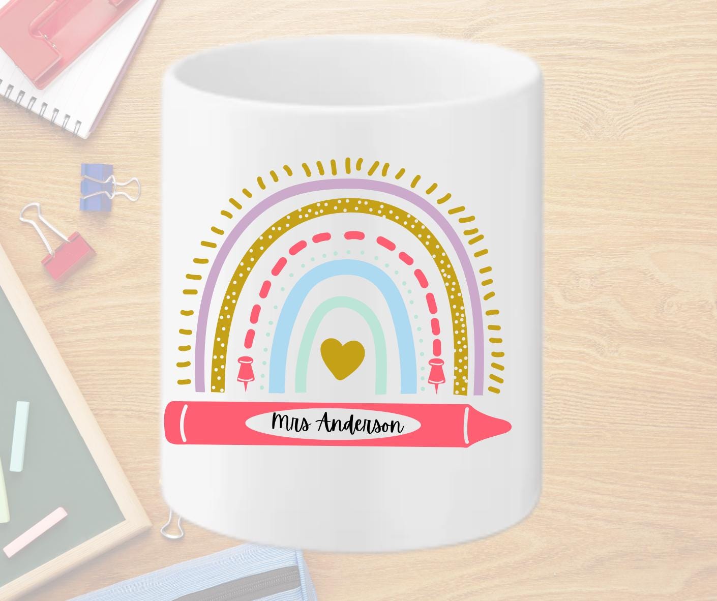 Personalised Ceramic Pencil Holder – Teacher Desk Organizer