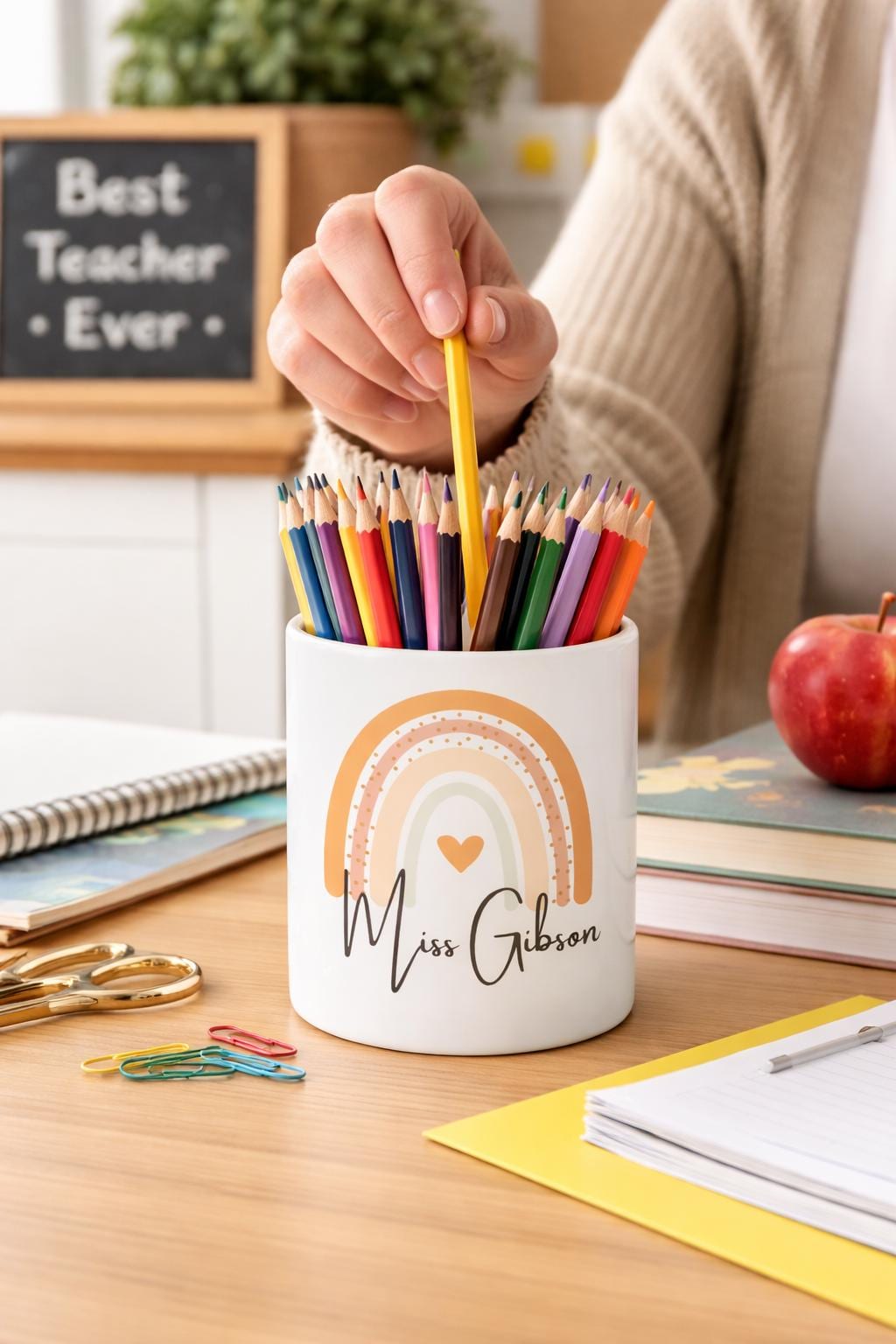 Personalised Ceramic Pencil Holder - Unique Teacher Gift Idea