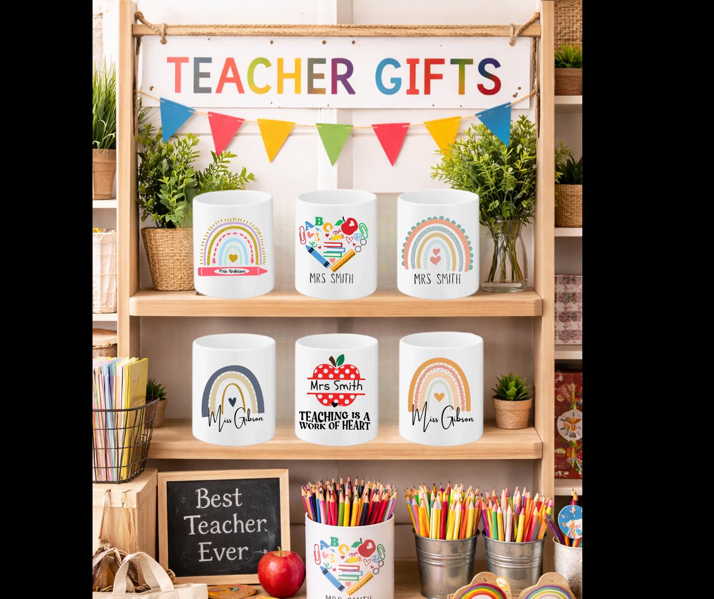 Personalised Ceramic Pencil Holder – Teacher Desk Organizer