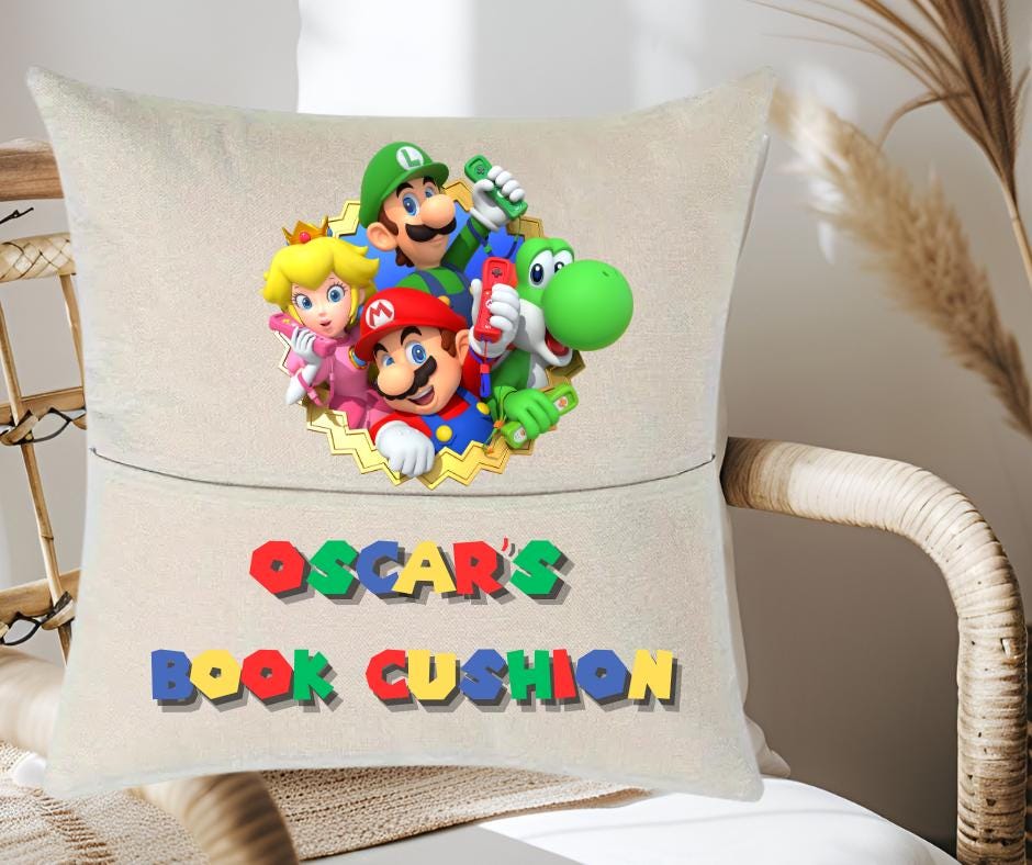 Mario Inspired Reading Cushion | Fun Plush Pillow for Little Readers