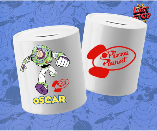 Personalised Buzz Inspired Piggy Bank - Custom Kids Savings Bank