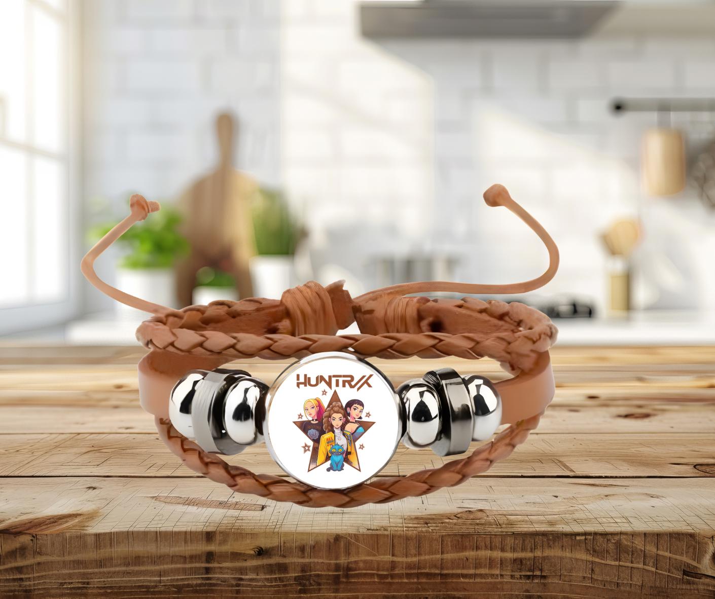 Demon Hunter Bracelet | Braided Leather Charm Bracelet for Kids, Includes Gift Box