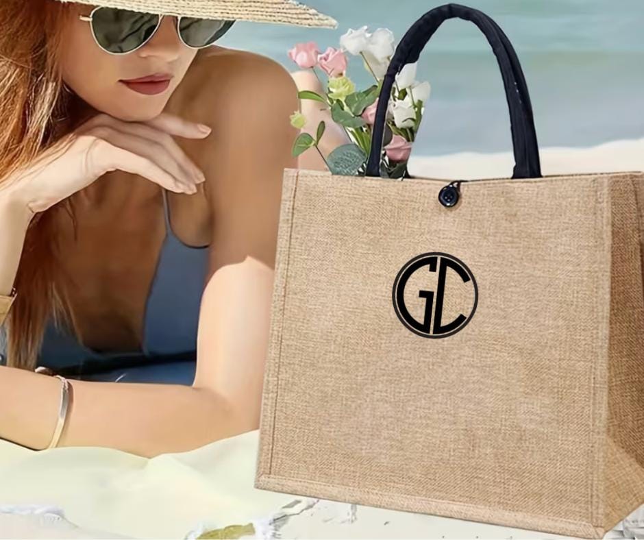 Personalised Monogrammed Tote Bag - Stylish Custom Bag for Work or Play