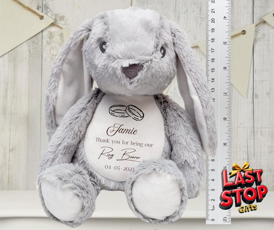 Custom Ring Bearer Wedding Teddy Bear - Personalised Name and Date Keepsake Gift