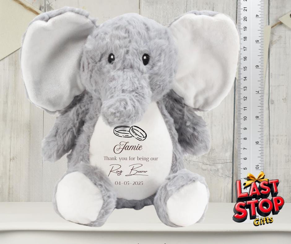 Custom Ring Bearer Wedding Teddy Bear - Personalised Name and Date Keepsake Gift