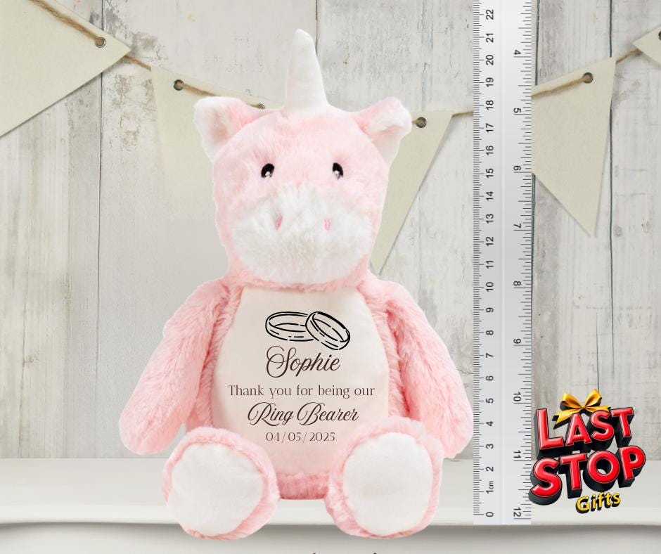 Custom Ring Bearer Wedding Teddy Bear - Personalised Name and Date Keepsake Gift