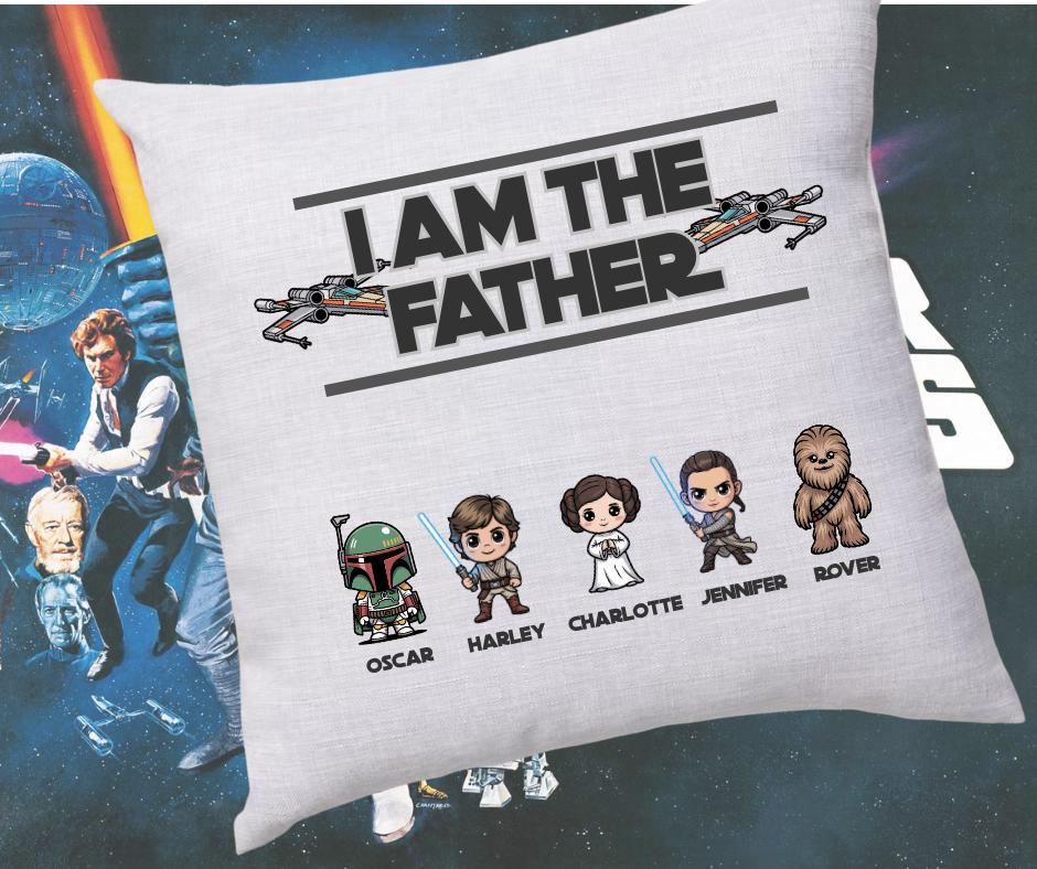 Personalised Star Wars Step-Father Pillow - Personalised with Children's Names