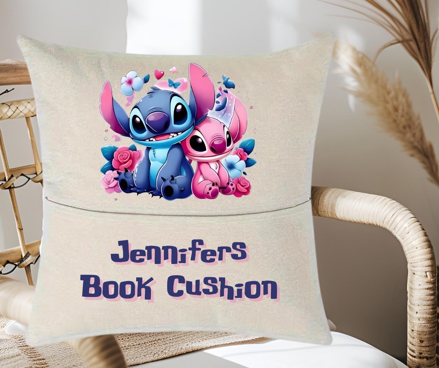 Personalised Kids Reading book Cushion - Stitch Inspired