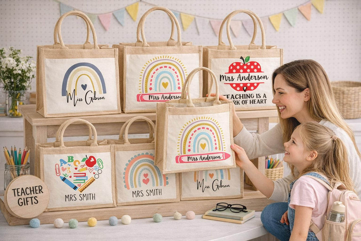 Personalised Eco-Friendly Teacher Tote Bag - Sustainable Custom Tote