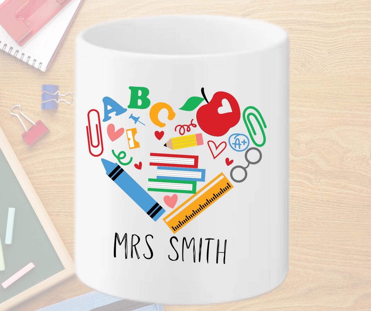 Personalised Ceramic Pencil Holder – Teacher Desk Organizer