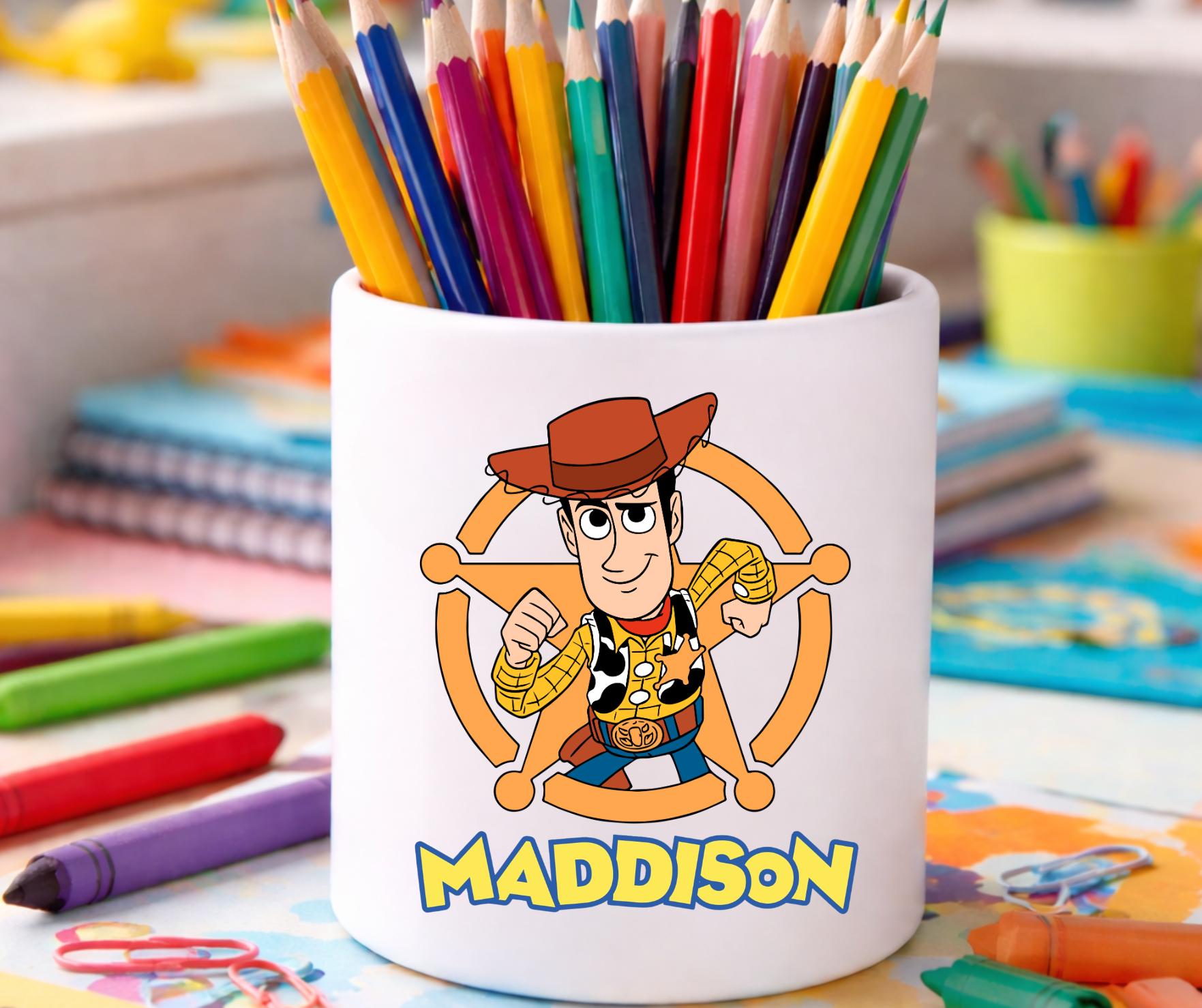 Kids Desk Tidy - Custom Toy Story Pencil Pot Buzz & Woody
