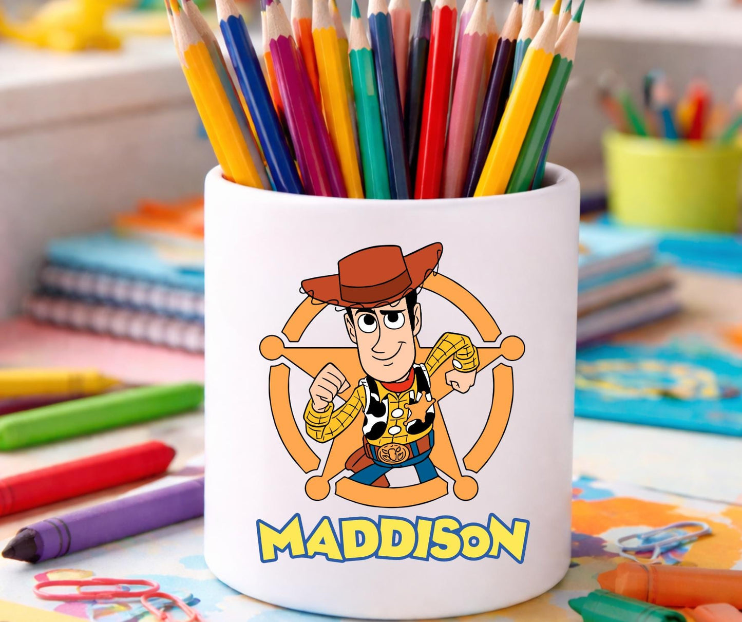 Personalised Toy Story Pencil Pot – Jessie and Bullseye Desk Tidy