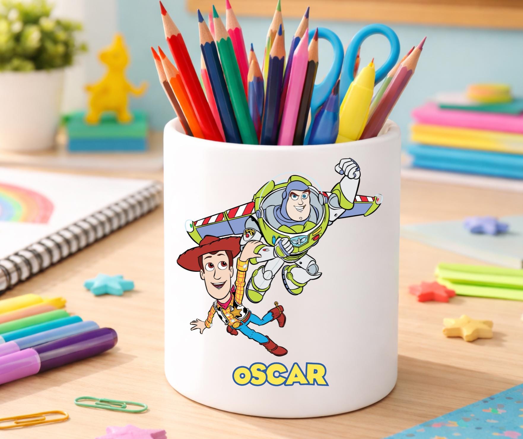 Personalised Toy Story Pencil Pot – Jessie and Bullseye Desk Tidy