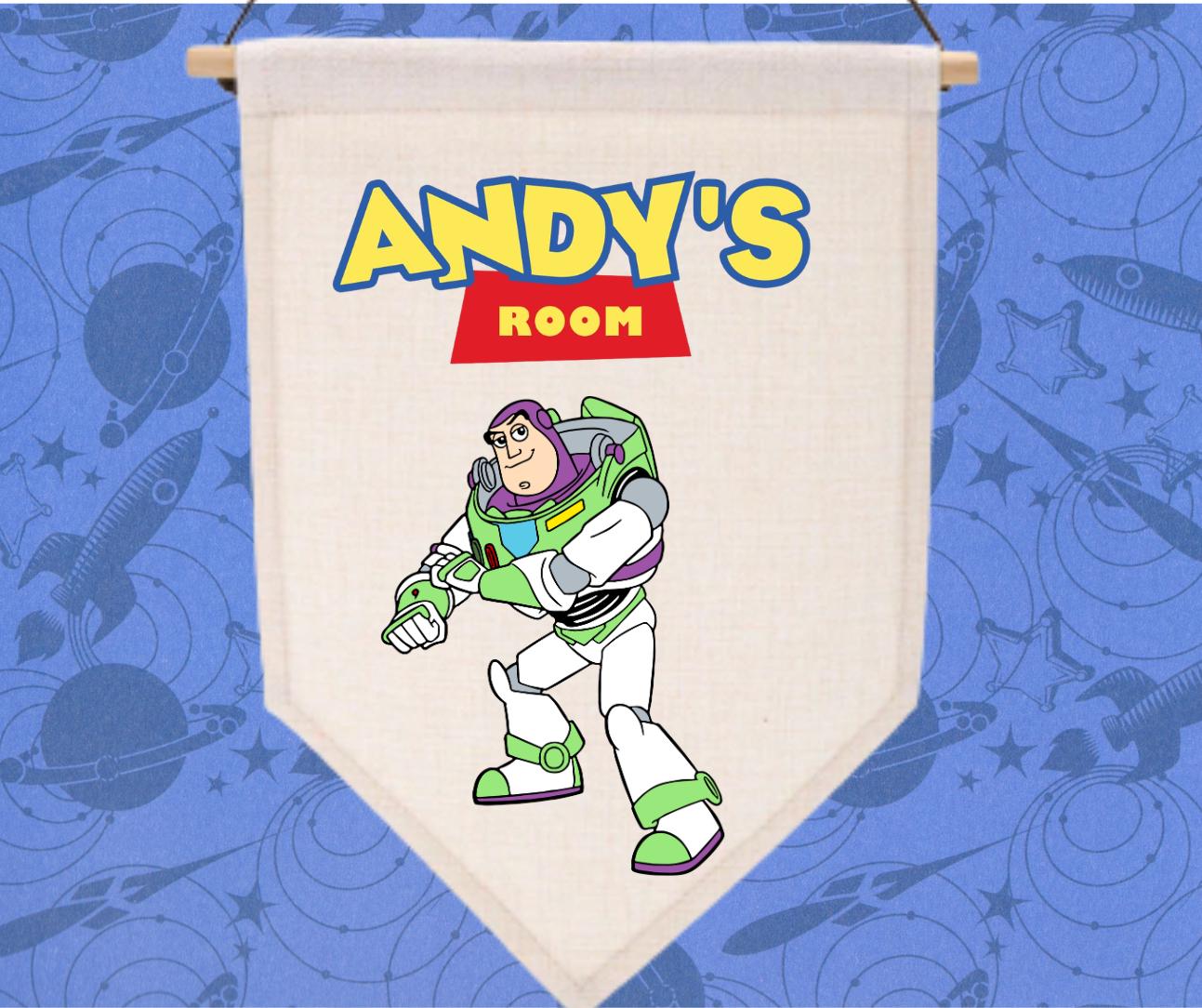 Personalised Toy Story Kids Bedroom Flag/Pennant - Custom Nursery Decor