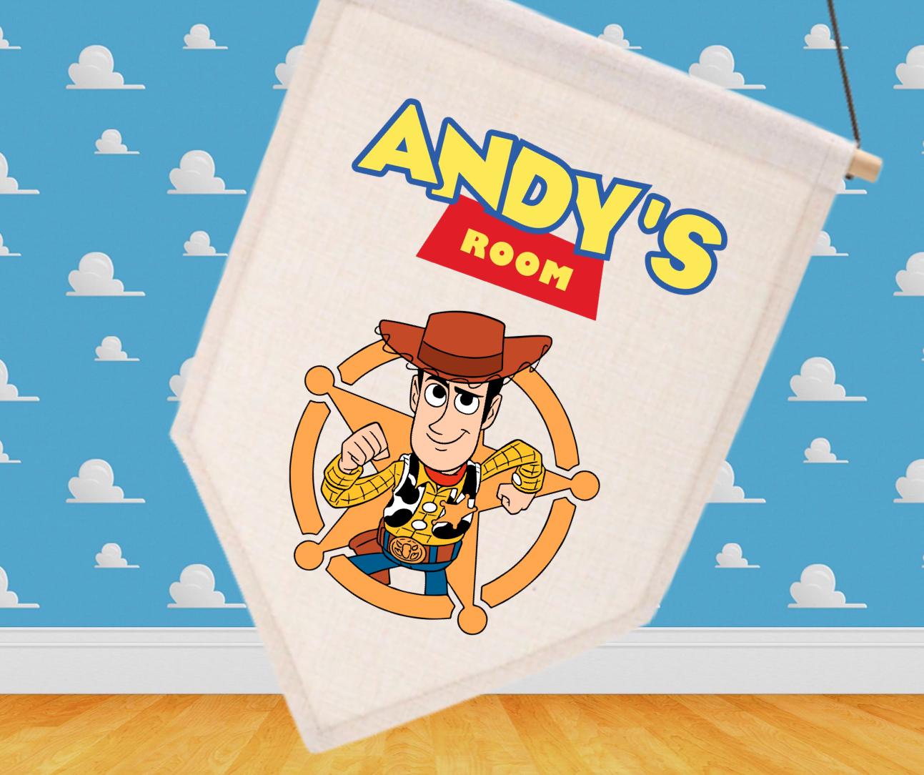 Personalised Toy Story Kids Bedroom Flag/Pennant - Custom Nursery Decor