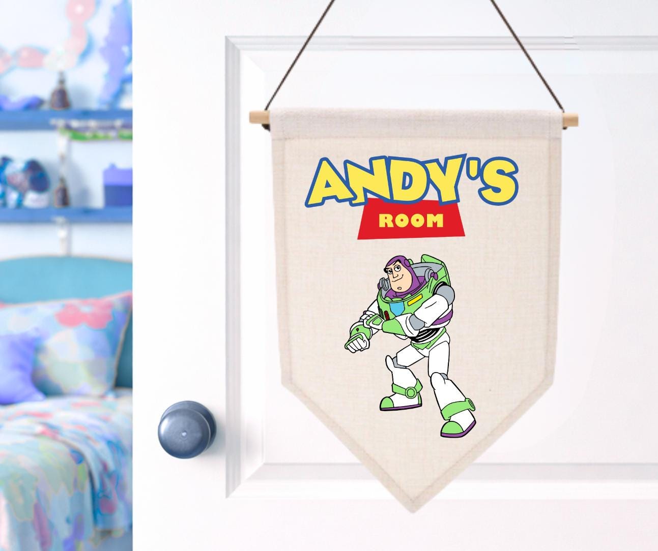 Toy Story-Inspired Personalised Pennant for Kids' Bedrooms - Custom Flag