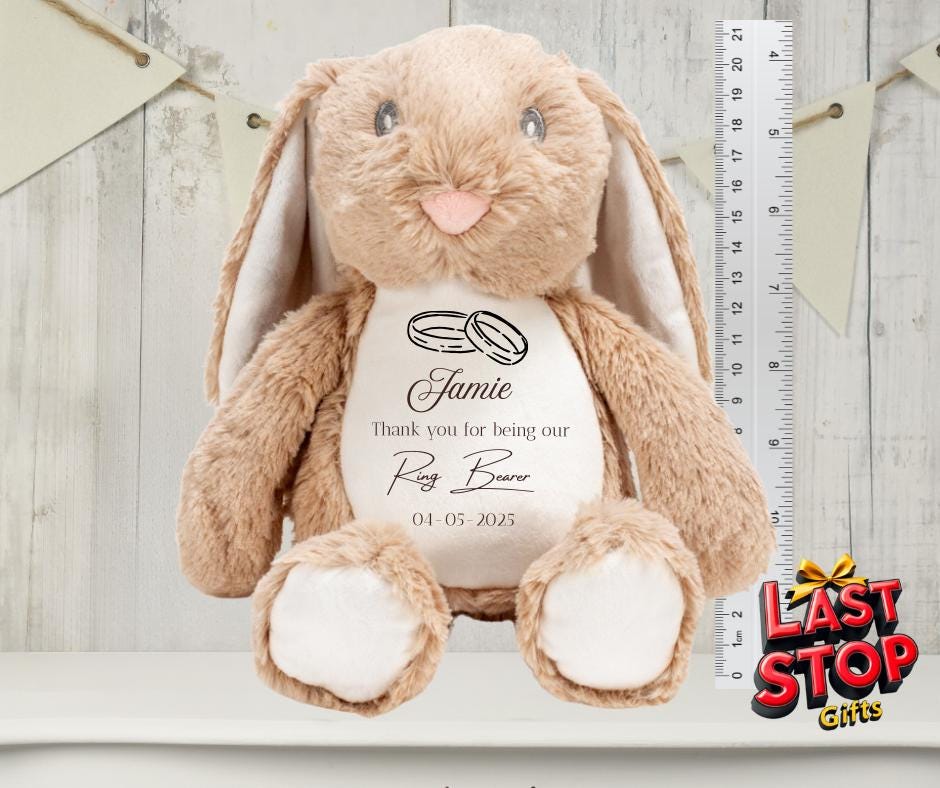 Ring Bearer Wedding Teddy Bear - Personalised Name and Date Keepsake Gift