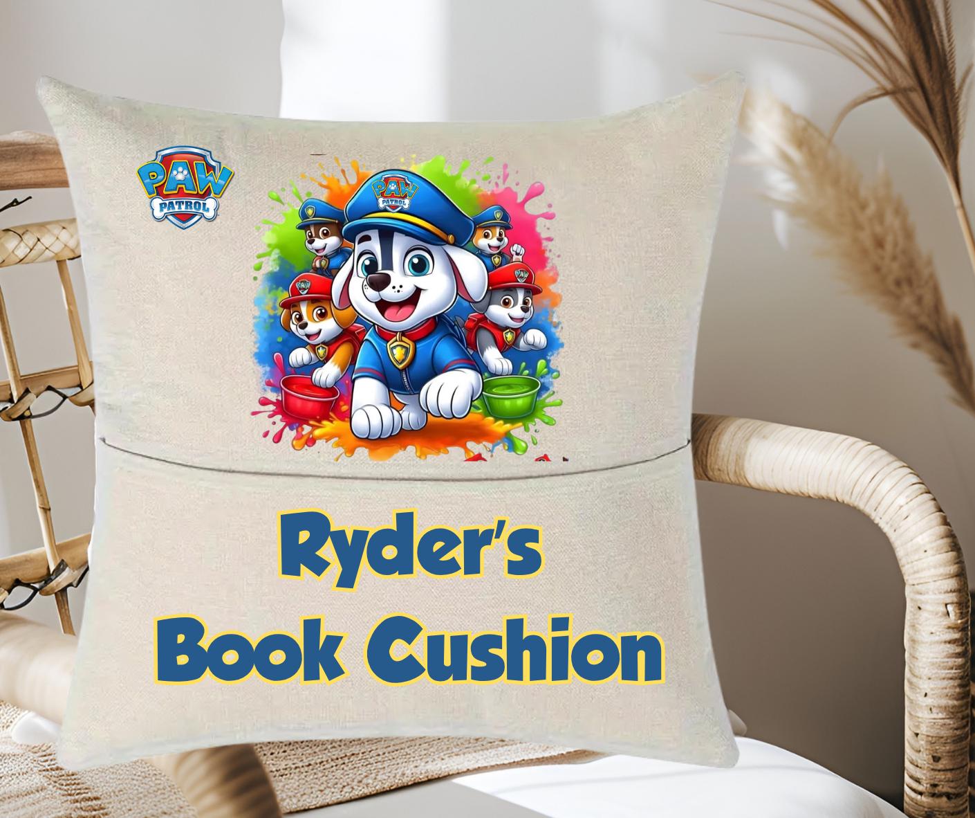Personalised Paw Patrol Reading Cushion - book pocket