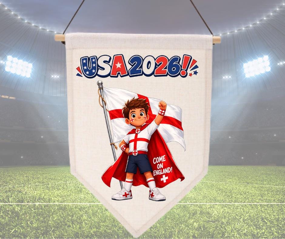 England 2026 World Cup Pennant, Football Fan, England Team Flags, Sports Decor, World Cup Celebration Decorations