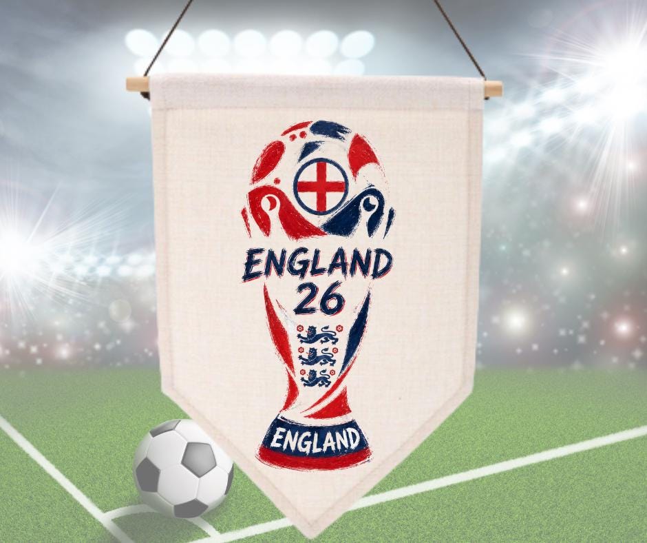 England 2026 World Cup Pennant, Football Fan, England Team Flags, Sports Decor, World Cup Celebration Decorations
