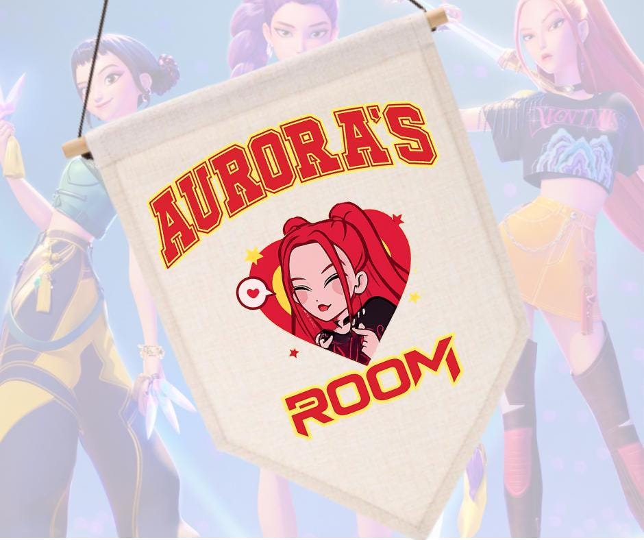 Personalised Rumi Wall Hanger, Room Decor, Custom Kids Bedroom Accessory, Fun Cartoon Character, Gift for Children, Playroom Decor