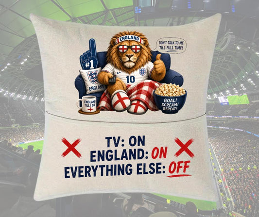 England World Cup supporters cushion, fun gift for fans, Fathers Day, football fan pillow, England fans gift, sports novelty cushion