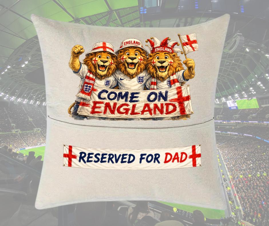 England World Cup supporters cushion, fun gift for fans, Fathers Day, football fan pillow, England fans gift, sports novelty cushion