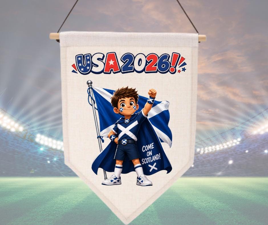 Scotland 2026 World Cup Pennant, Football Fan, Scotland Team Flags, Sports Decor, World Cup Celebration Decorations