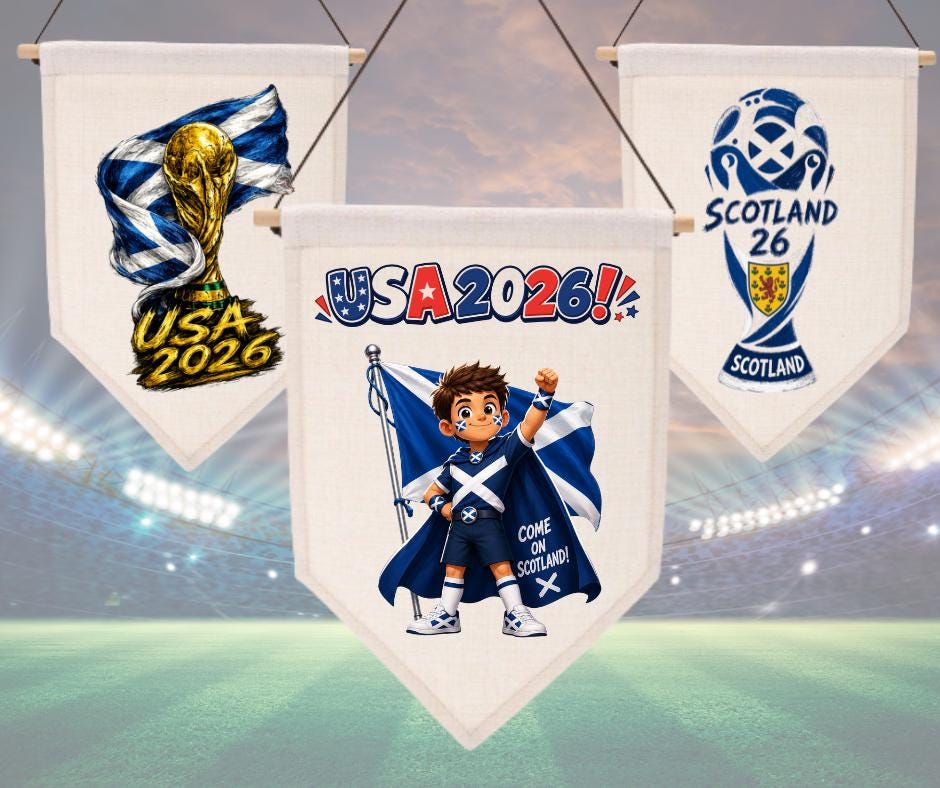 Scotland 2026 World Cup Pennant, Football Fan, Scotland Team Flags, Sports Decor, World Cup Celebration Decorations