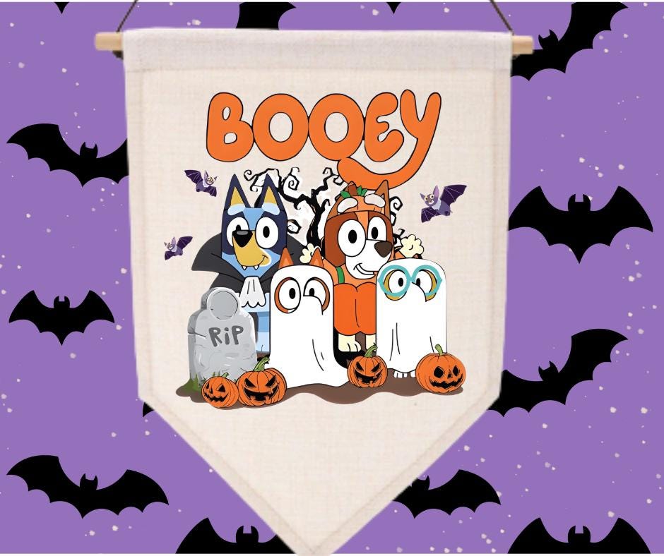 Bluey Halloween Wall hanger, pennant flag, Kids Room decor
