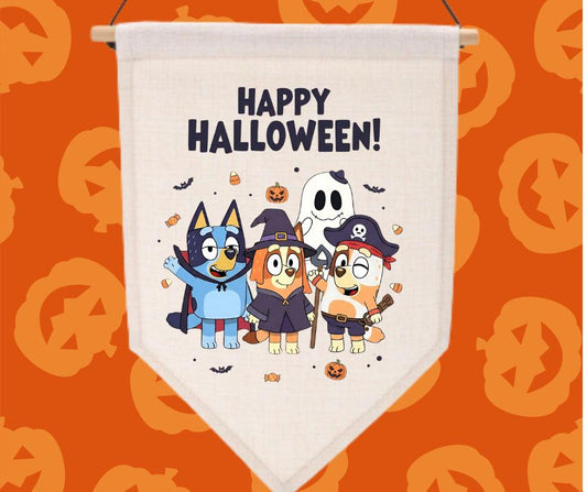 Bluey Halloween Wall hanger, pennant flag, Kids Room decor