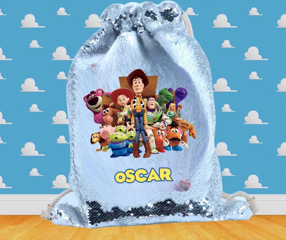 Personalised Kids PE Bag, Toy Story Woody Reversible Sequin Gym Bag, Drawstring School Bag for Boys and Girls