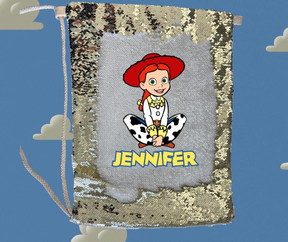 Personalised Toy Story Sequin Gym Bag, Kids Drawstring School Backpack