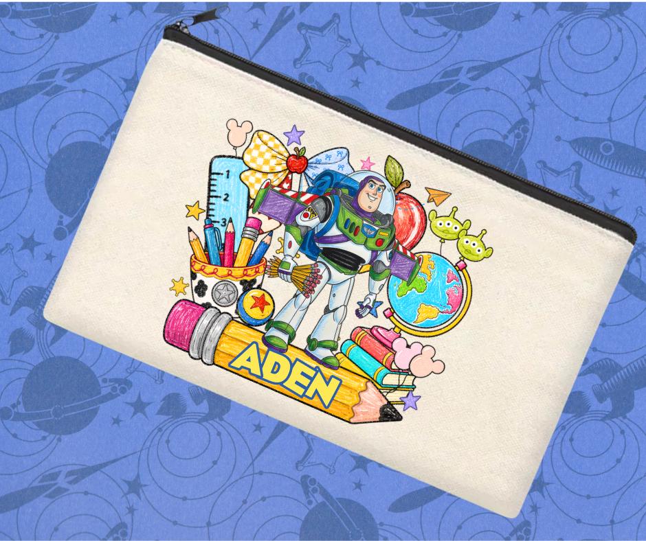 Personalised Toy Story themed pencil case, kids' school supplies, character design, custom name, kids gift, school