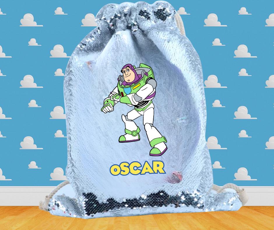 Personalised Kids PE Bag, Toy Story Woody Reversible Sequin Gym Bag, Drawstring School Bag for Boys and Girls