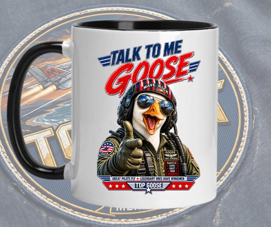 Talk to Me Goose Mug, Top Gun Inspired Coffee Cup, Aviation Lover Gift, Pilot Quote, Military and Movie Fan, Unique Pun Office Mug