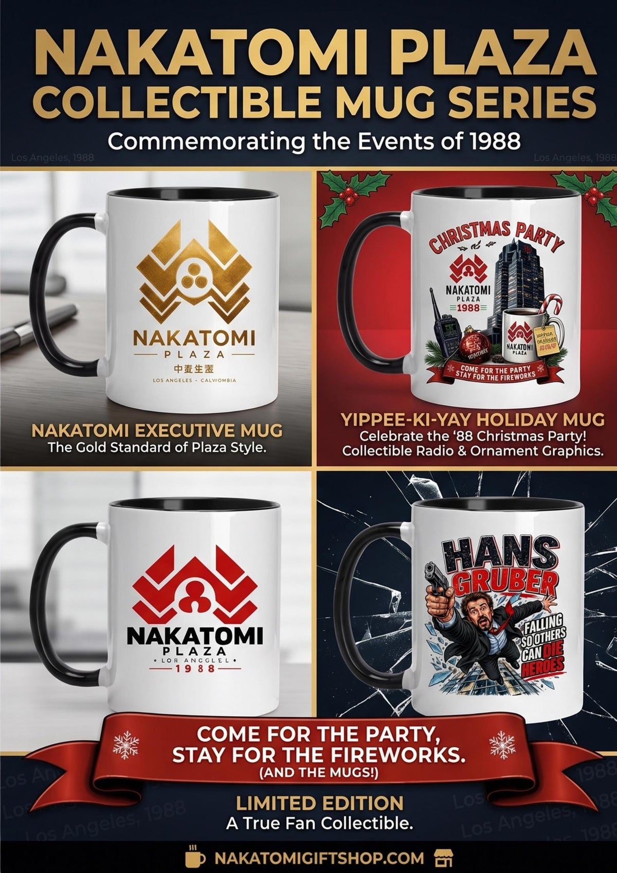 Nakatomi Christmas Mug, Die Hard Holiday Mug, Nakatomi Plaza Mug, Christmas Party Gift, Festive Movie Quote Mug, Unique Xmas Coffee Cup