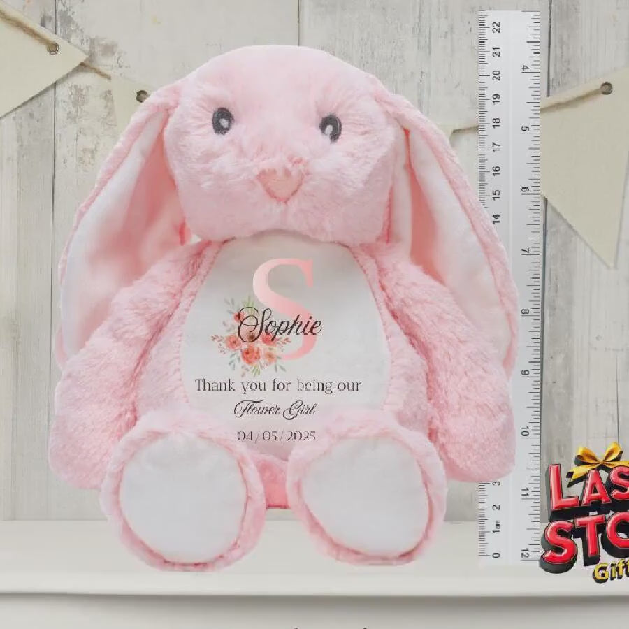 Personalised Flower Girl Teddy Bear - Wedding Keepsake Gift with Custom Name and Date