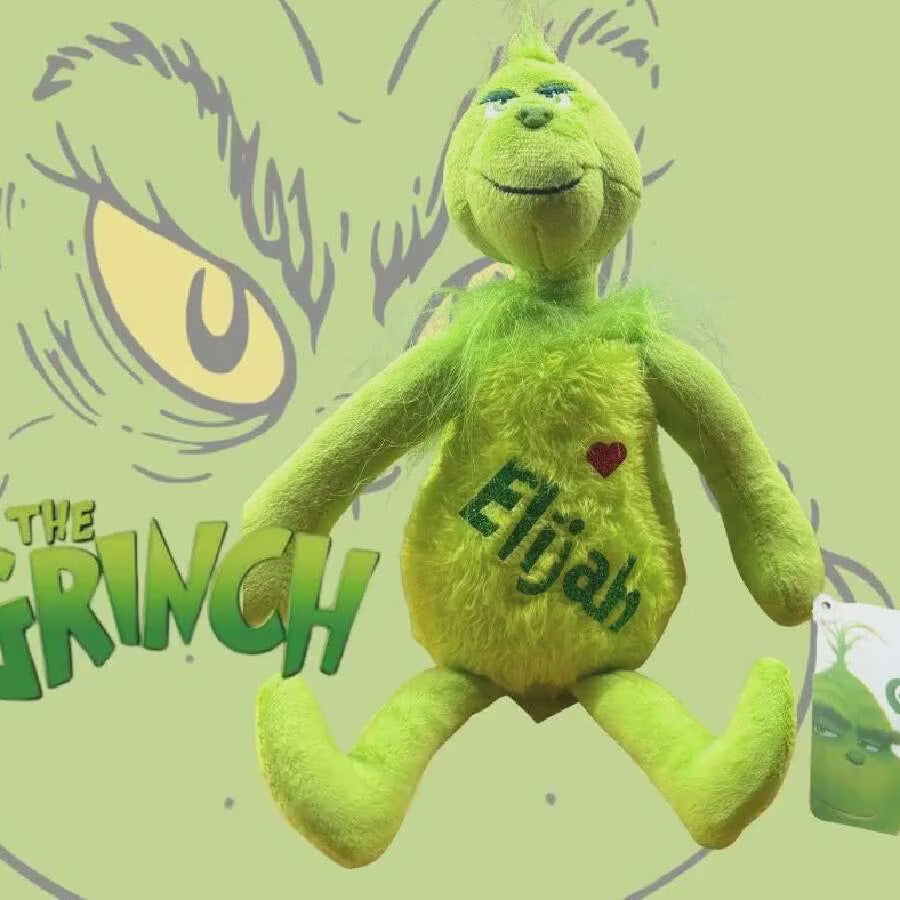 Custom Grinch Plushie with Personalised Name - Holiday Fun & Cuddles