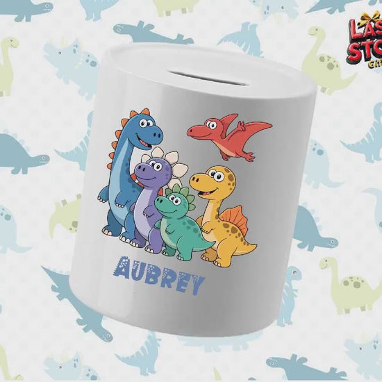 Custom Name Dinosaur Piggy Bank - Personalised Prehistoric Savings Adventure for Kids - Unique Gift for Birthdays and Special Occasions